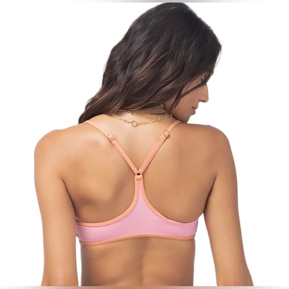 NWT L*Space Pamela Racerback Bikini Top in Crystal Pink with Contrast Binding - Picture 3 of 7